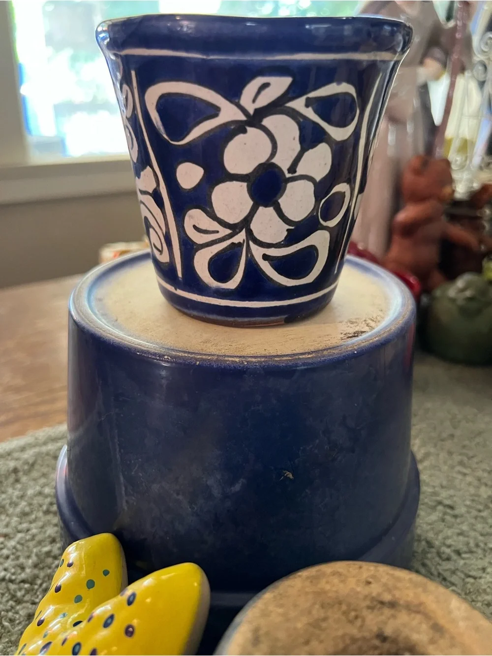Vintage lot 4 Deep Purple planters and hand painted starfish No chips